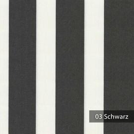 Aragon Duo Lloret UV+ - Striped Outdoor Fabric - Lightfast Furniture Fabric - Upholstery Fabric in Cotton Look for Garden Furniture - Easy Care Sold by the Metre 1 Running Metre (03 Black)