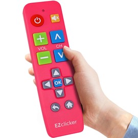 EZclicker Plus Big Button Universal TV Remote (Pink) Simple Easy to Use, Works with Major TV Brands (2xAAA Batteries Not Included)
