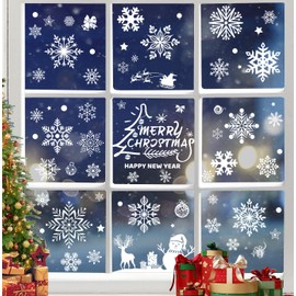 Foho Christmas Window Stickers Snowflake Window Stickers, 10 Sheet Reusable Xmas Window Stickers Christmas Window Decorations for Window Glass Display