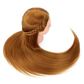 VICASKY Hair Training Head with Super Thick Long Hair Cosmetology Mannequin for Hairstyling Practice for Students Golden Color