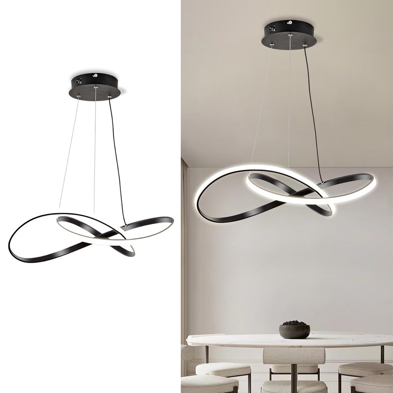 Viruhaka Modern LED Pendant Light Fixture,Black Contemporary Ceiling Hanging Fixture
