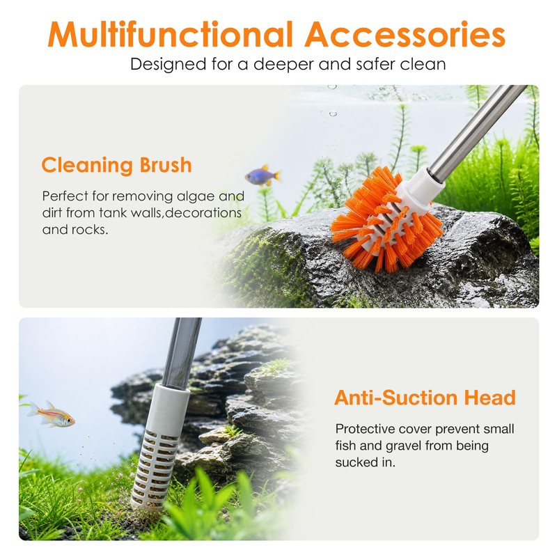 Turchongeco Aquarium Siphon Gravel Cleaner Manual Water Changer Kit, Medium