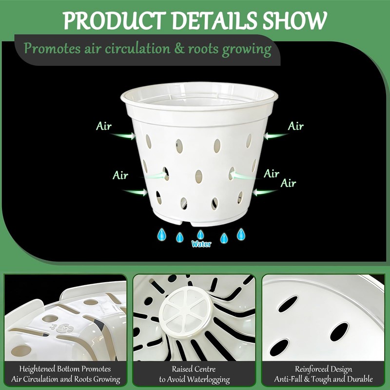 Gyfofix 5 Pack 5.5 Inch Orchid Pots, White Plastic Planters