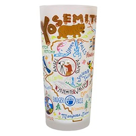Catstudio Drinking Glass, Yosemite Frosted Glass Cup for Kitchen, Bar Glass Drinking Glasses, Everyday Drinking Cup or Cocktail Glass, 15oz Dishwasher Safe Glass Tumbler, Yosemite National Park