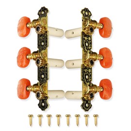 Mr.Power Guitar Tuners Machine Heads 3+3 Set Tuning Keys String Pegs Only for Classical Guitar (Short Black, Red Button)