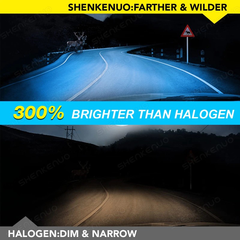 SHENKENUO 8000K ICE BLUE Bulbs Combo LED Headlight High Low