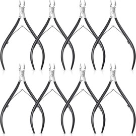 8 Pieces Cuticle Nippers Stainless Steel Cuticle Trimmer Pointed Blade Cuticle Cutter Clipper Dead Skin Remover Scissors Manicure Tools for Fingernails and Toenails (Black)
