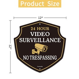 Video Surveillance Signs,Yuntarda 12”x12”(2-Pack) No Trespassing Sign Aluminum Metal Sign UV Print Weather Resistant Safety Signs Pre-drilled Holes for Easy Mount for Wall Fence or Gate