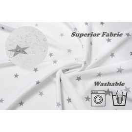 YOUNG DA - Shower Curtain Textile White Grey Star, Anti-Mould Shower Curtain for Bathroom, Washable, Waterproof with 12 Shower Curtain Rings, 180 x 180 cm