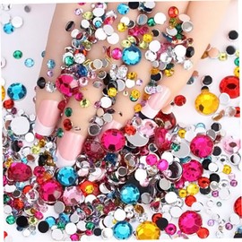 Healvian 4000Pcs Colorful Flat-Bottom Nail Art Rhinestones for DIY Manicure Decorations Sparkly Acrylic Gems for Nail Design Suitable for Art Enthusiasts