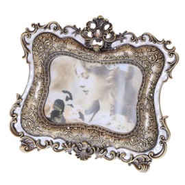 Kawaii-Story BM-xy519 Copper White Metal Picture Frame Photo Frame Antique Wedding Baroque Luxury Design Ornaments Decoration Photo Size 10 x 15 cm (4 x 6 Inches)