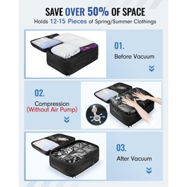 MATEIN Vacuum Seal Backpack Travel, Waterproof Carry on Backpack with Vacuum Compression for Airplanes, TSA Personal Item Travel Bag Fits 17 inch Laptop, Large Airline Approved Luggage Suitcase, Black