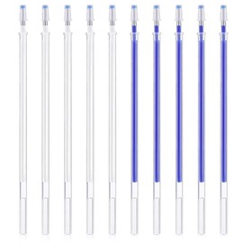 Pack of 10 Trick Markers, Trick Markers, Self-Erasing Sewing, Tailor's Chalk Pen, Marking Pens, Fabric Marking Pen, Heat Erasable Pens for Fabric, for Dressmakers, Sewing, Quilting (White + Blue)