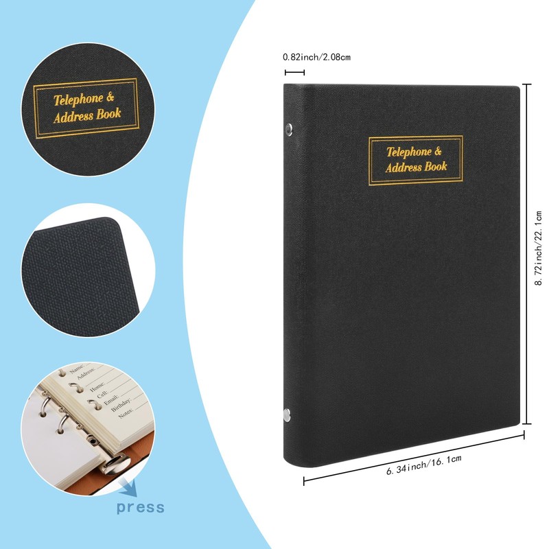Refillable Address Book with Alphabetical Tabs, w/Pockets, 648 Large Print