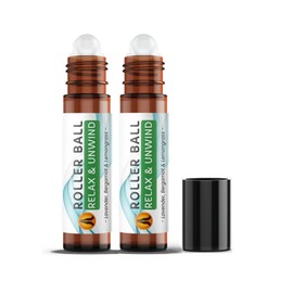 Relax & Unwind Essential Oil Roll On, 2 x 10ml | Lavender, Bergamot & Lemongrass Aromatherapy Oil Roller Ball | Essential Oils for Skin | Vegan, Made in UK