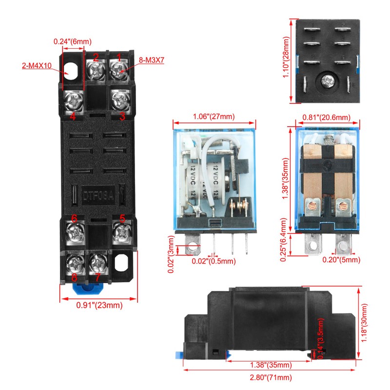 Heschen General Purpose Relay Module, Relay Switch, LY2NJ, 12VDC Coil,