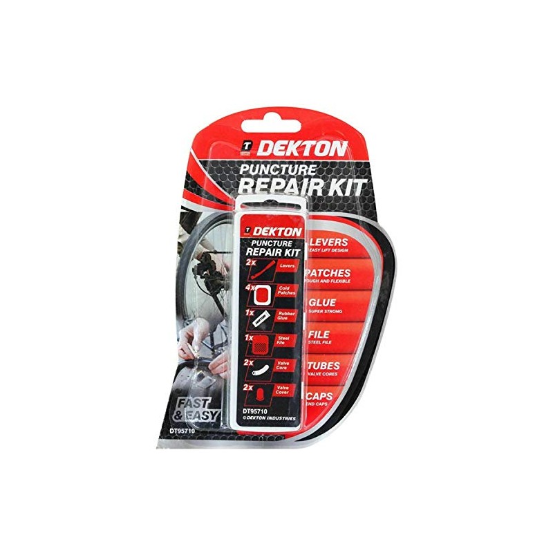 DEKTON DT95710 Puncture Repair Kit, Black/Red