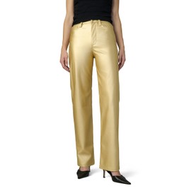 Joe's Jeans Women's The Margot High Rise Straight Leg Jean, Metallic Gold Vegan Leather