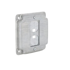 Raco 808U Raised Square Cover with Exposed Work 1 GFCI Duplex or Toggle, 4", 1/2"