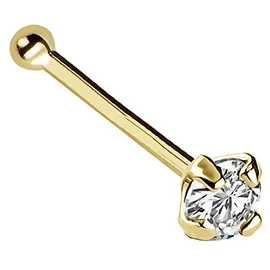 Jewelry Avalanche 22G Solid 14Kt Gold Nose Bone Stud with Prong Set real Diamond Gemstone, 14kt Yellow Gold or 14kt White Gold - April Birthstone Nose Ring, Metal, diamond