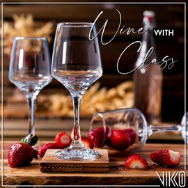 Vikko Stemmed Wine Glasses, 10.5 Oz White Wine Glasses, Set of 12 Red Wine Glasses Set, Thick and Durable Glass Wine Glasses, Stem Wine Glasses