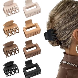8 Pack Small Hair Claw Clips,Double Row Teeth Hair Clips,1.6" Matte Hair Clips Cute Size Jaw Clips,Matte H-air Clips,Thin Hair Accessories No Slip Hair Clamps hair Accessories for Women Girls