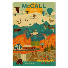 Lantern Press 10x15 Inch Wood Sign, Ready to Hang Wall Decor, McCall, Idaho, The Gem State, Geometric, 2