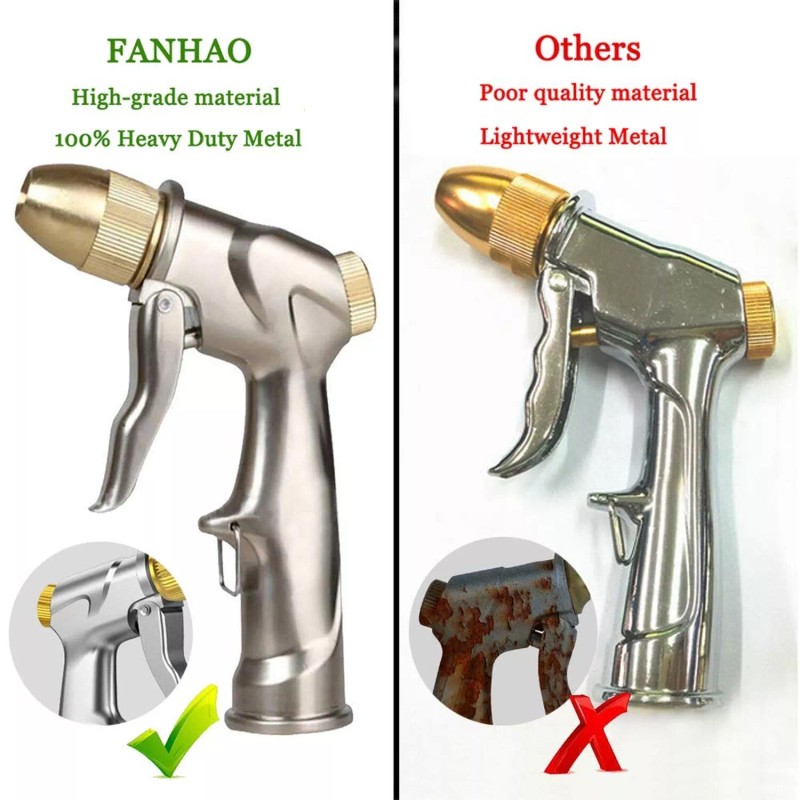 FANHAO Upgraded Garden Hose Nozzle Sprayer, 100% Heavy Duty Metal