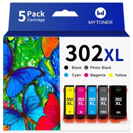 MYTONER 302xl Ink Cartridges Multipack Remanufactured Ink Cartridge Replacement for Epson XP-6100 Ink Cartridges Epson 302 Ink for XP-6100 XP-6000 (Black, Photo Black, Cyan, Magenta, Yellow, 5 Pack)