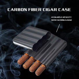 Visol Night Real Carbon Fiber Large Ring Gauge Cigar Case - Light-weight, Modern & Durable