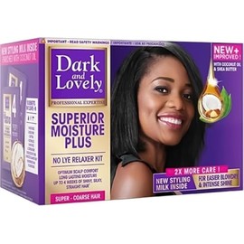 DARK AND LOVELY MOISTURE PLUS NO LYE RELAXER SUPER FOR COARSE HAIR 1 APPLICATION