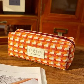 Knitting Pen Case Woven Large Capacity Pencil Case Vintage Flower Pencil Bag Makeup Bags - Color: COLORFUL