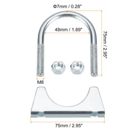 sourcing map Muffler U-Bolt Clamps for 48mm(1-7/8") Diameter Exhaust Tail Pipe, 2pcs Exhaust U Clamp Saddle Type U-Bolt Clamps