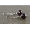 Dark Red Garnet & Sterling Silver Drop Earrings with Gift