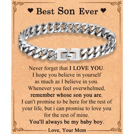 EFVISD Son Gifts for Son Best Son Ever Gifts To My Son Bracelet Gifts, from Mom Dad, Cool Birthday Christmas Fathers Day Graduation Back to School Gifts for Son Him Teen Boys Men