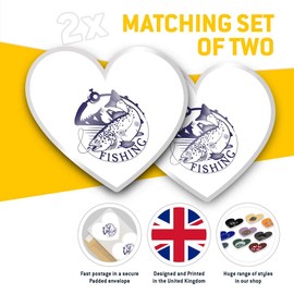 2 x Heart Stickers 7.5 cm - Fishing Logo Equipment Carp Fish Fun Decals for Laptops,Tablets,Luggage,Scrap Booking,Fridges, #5251
