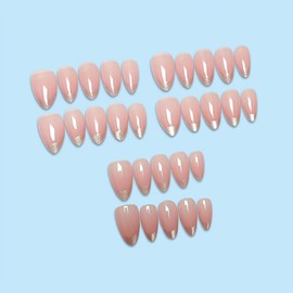 30PCS Cat Eye Press on Nails - Short Almond False Nails French Tip - Glitter Fake Nails with Glue - 15 Sizes Stick on Nails for Women Girls - Elegant French Nail Tips Long Lasting Reusable