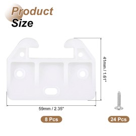 sourcing map 8 Pcs Drawer Guide Brackets, 2.32" x 1.61" Plastic Drawer Track Furniture Replacement Part, Slides Guides Bracket for Dressers Hutches, and Drawer Systems, White