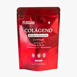 Kamusa Colágeno Hidrolizado con Caldo de Hueso | Sabor Berries 300gr | Apoyo para Piel, Cabello y Articulaciones