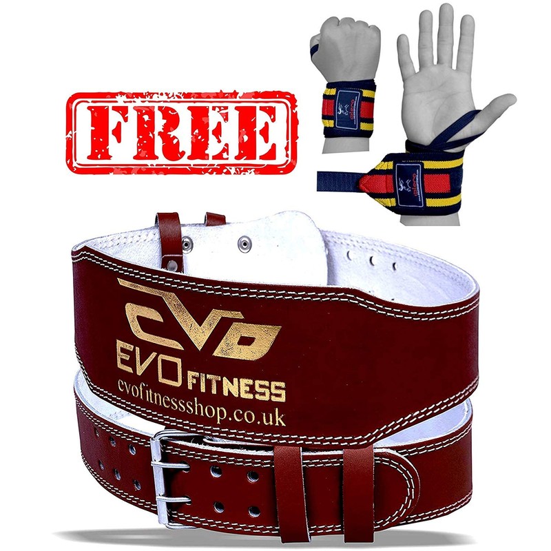 EVO Fitness 6" Pure Leather Weight Lifting Gym belts Back