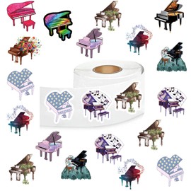 Piano Stickers (500 pcs), 10 Sheets Graphic Cartoon Aesthetics Decal Roll Self Adhesive Seals for Kids Girls Boys Teen Birthday Party Decoration Water Bottle Laptop Scrapbook Cards Envelope