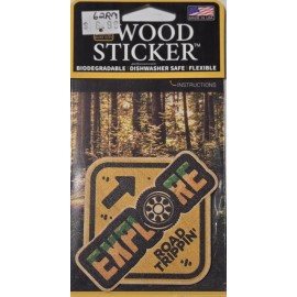 Dust City Wood Sticker "Explore" biodegradable, dishwasher safe, flexible. USA