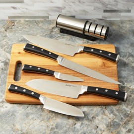 Berghoff Antigua 5Pc Knives With Case German Steel Etched Blade Ergonomically Designed Triple-riveted Handle Sharp & Well Balanced Satin Finish