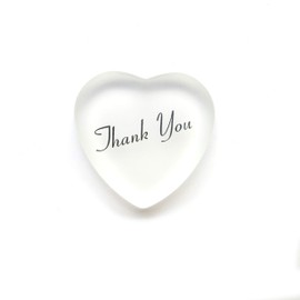 Lifeforce Glass Thank You Glass Heart with Pouch, Show Your Appreciation, Express Your Gratitude, White