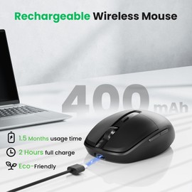 PINKCAT Rechargeable Wireless USB C Mouse, 2.4G Type C RGB Lighting Computer Mice Silent Click, Ergonomic Design