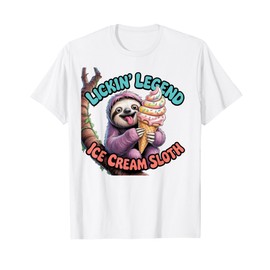 Lickin' Legend: Ice Cream Sloth Funny Dessert T-Shirt