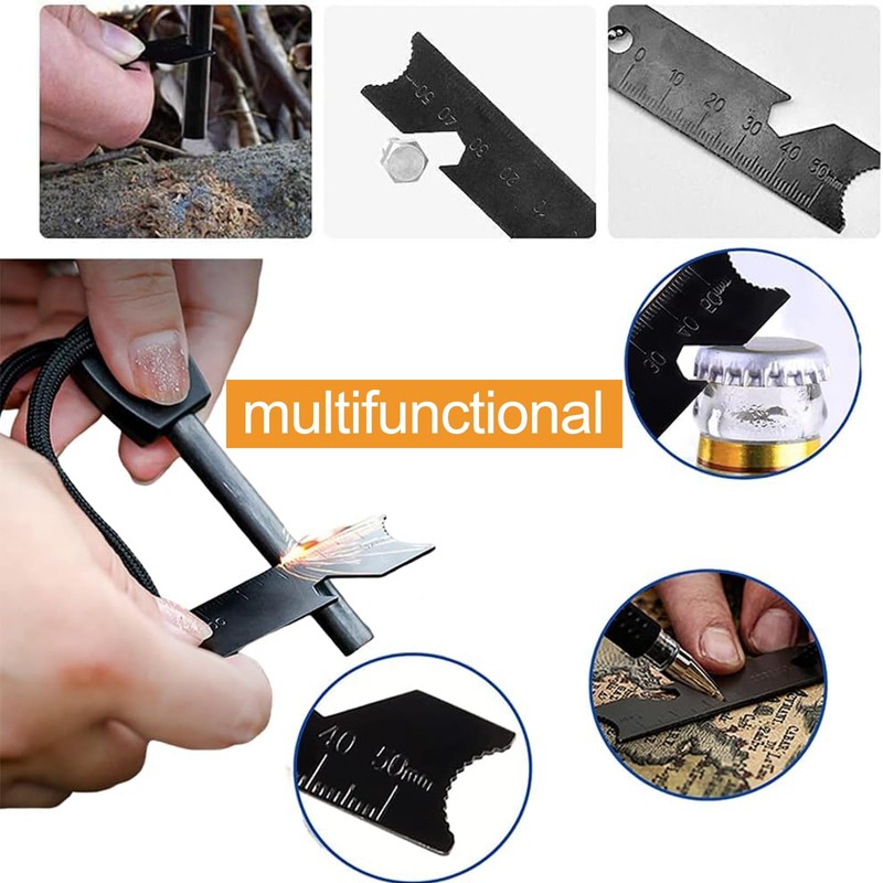 2 Pcs Survival Flint, Flint and Steel, Fire Starter Kit,