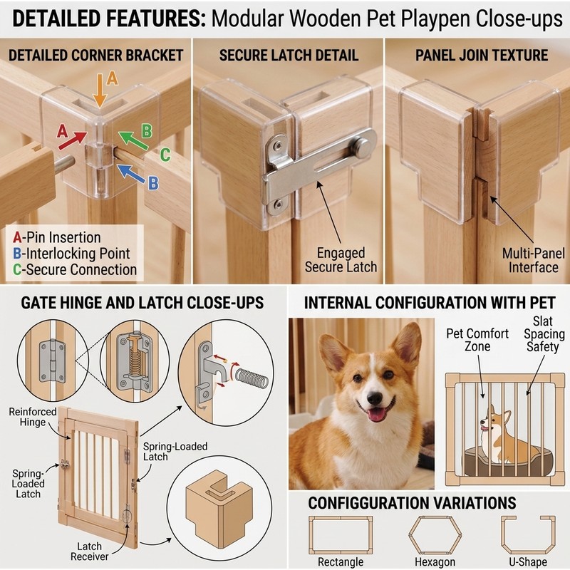 Foldable No-Drill Dog Playpen & Portable Indoor/Outdoor Pet Exercise Fence