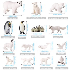 JOKFEICE Polar Animals Figurines 15 pcs Realistic Animal Figrues Plastic Penguin Polar Bear Action Model for Early Educational Toys Birthday Cupcake Topper for Kids Adult