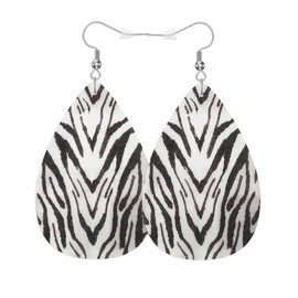 Vosach African Skin Faux Leather Earrings Wild Leopard Jungle Zebra Cheetah Print Teardrop Leather Dangle Earrings Women Earrings For Wedding Bridal